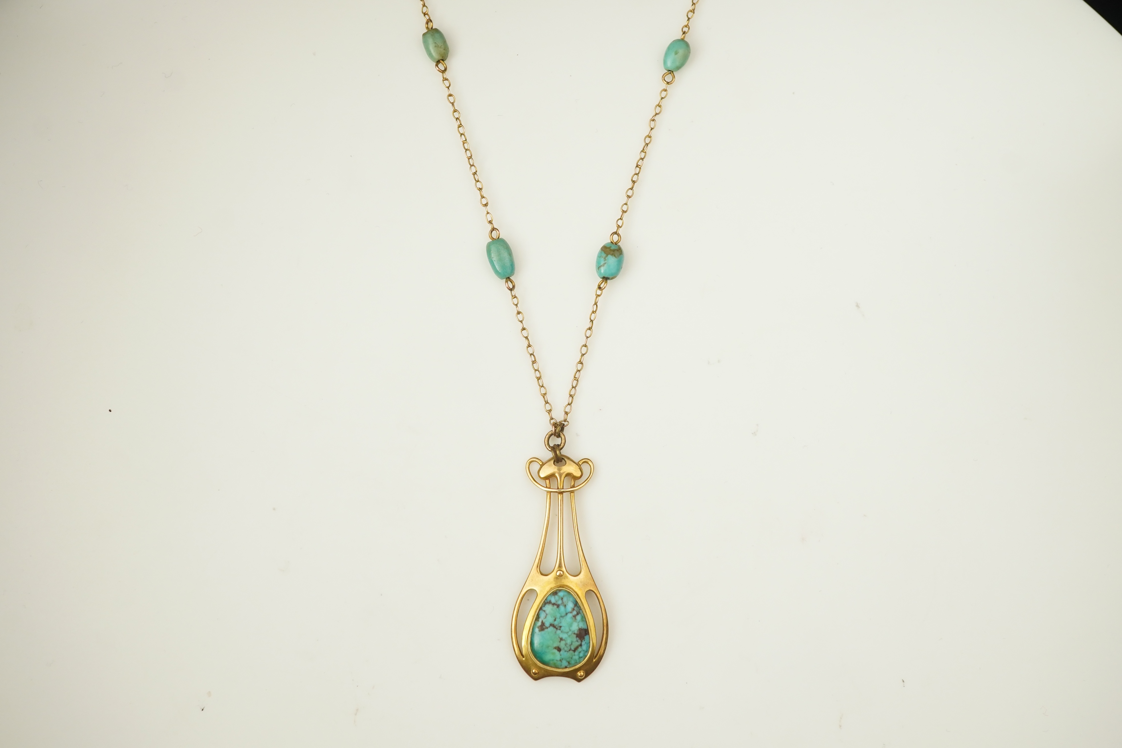 Murrle, Bennett & Co., an Arts and Crafts turquoise pendant necklace, early 20th century